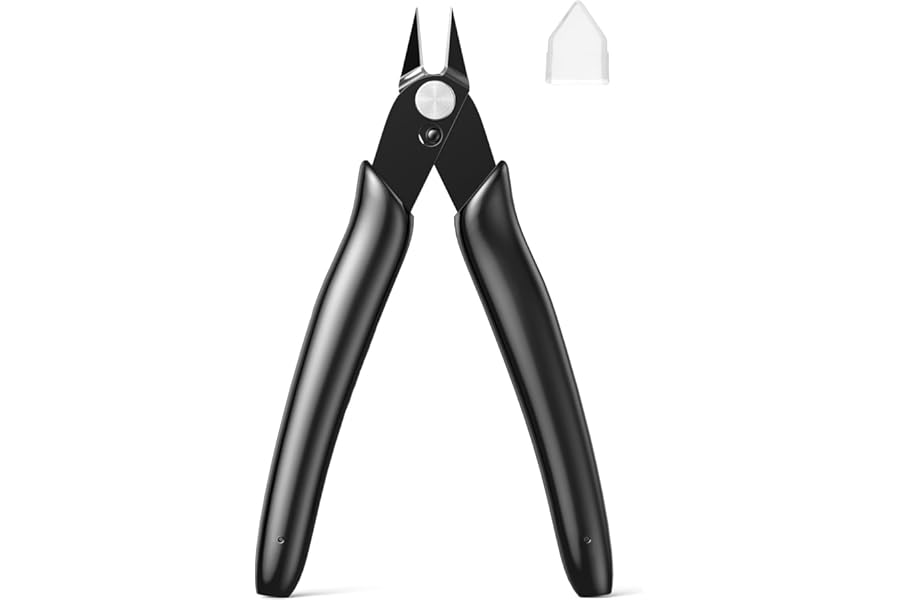 BOENFU Small Wire Cutter 5 Inches Wire Snips Jewellery Wire Cutters Flush Cut Nippers Precision Small Side Cutting Pliers for 3D Print, Plastic Models, Jewellery, Electronics, Black