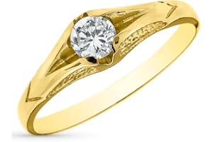 INMACULADA ROMERO IR Solitario oro 18k niño circonita con detalles tallados en el centro