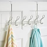 mDesign Hakenleiste – 12 Garderobenhaken für die Tür in Flur und Bad – Aufbewahrung für Mäntel, Jacken, Bademäntel, Handtücher – Satin - 2