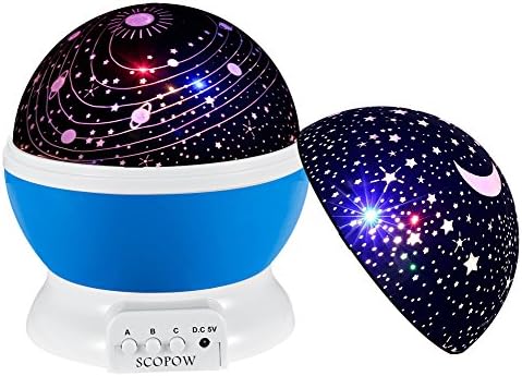 Baby Star Light Projector,SCOPOW 360 Degree Rotating 3 Mode Romantic Star Night Projector For Kids Children Bedroom