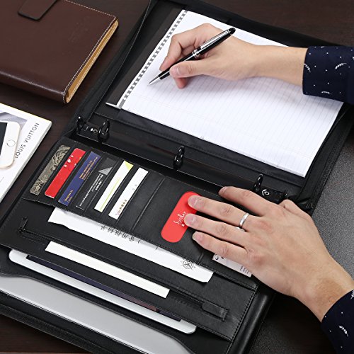 Leathario Marca de Portafolio de Carpeta Plegable de Mano  Dise  ado para Negocio y para Tomar notas  Negro-3 