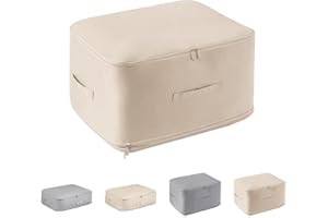 Meltrck bolsas para guardar ropa, Cajas almacenaje ropa Plegable con Mango, para Guardar Ropa, Edredones, Almohadas, Mantas (blanquecino 54 X 42 X 60 Cm)