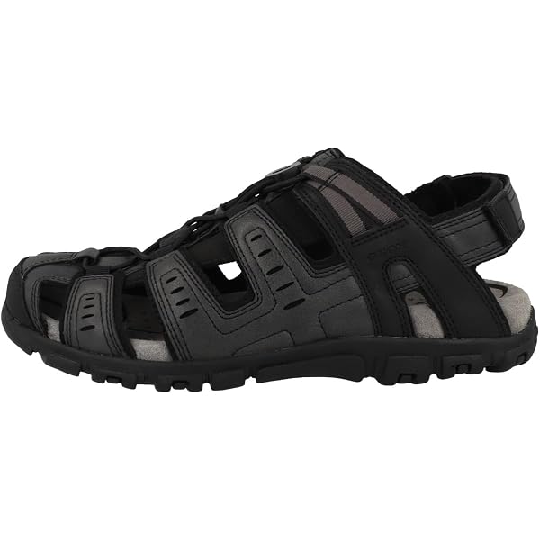 Geox Homme Sandales Strada Sport - Confort Respirant Cuir Et Caoutchouc Pour Quotidien Et Loisirs