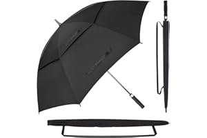 Y.A. LOTUS Grand parapluie XXL noir – Parapluie automatique familial résistant aux tempêtes, parapluie de golf grand idéal pour homme et femme 2 personnes, golfeur, voyage