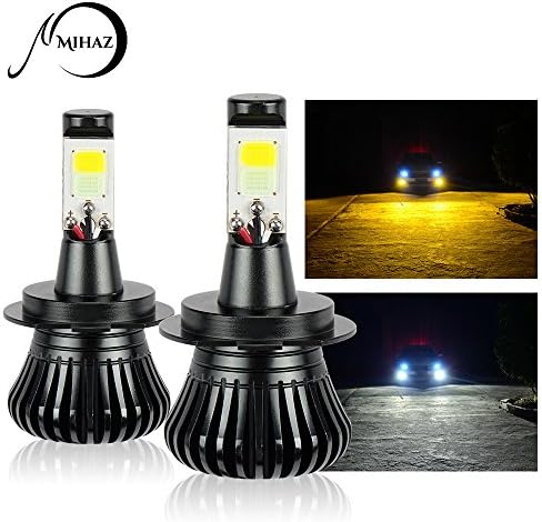 Led Car Fog Light Bulb H11 H9 H8, Mihaz 8000K 80W Dual Color Bulbs (4000K 40W per Bulb) Yellow-White Lighting Switch In the Snowy Foggy Days DRL Daytime Running Lights Pack of 2 pcs