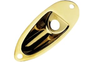 Guyker Guitar Oval Curved Metal Jack Plate Jackplate Socket for Electric Guitar Bass Replacement Parts, HJ001 gold