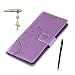 Produktbild Wiko Ridge 4G Hülle, Wiko Ridge 4G Schutzhülle, Alfort 3 in 1 Lederhülle Fashion Design Premium PU Leder Hohe Qualität Tasche Case Cover Kasten Abdeckung Wallet für Wiko Ridge 4G 5.0" Smartphone Funktion Standfunktion Unterstützte Telefone und Magnetverschluss mit Schmetterling ( Helles Lila ) + Alfort Schwarz Stylus Pen + Netter Staub Stecker