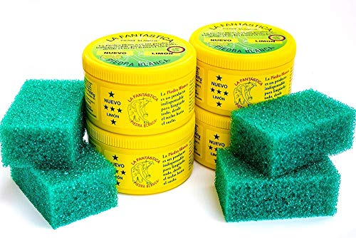 LA PIEDRA BLANCA (4 TARROS DE ARCILLA BLANCA + 4 ESPONJAS)