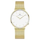 Welly Merck Damen Analog Uhren Schweizer Quarzwerk Mit Golden Edelstahl Armbänder W-C7M3