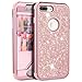 Price comparison product image Prologfer iPhone 7 Plus Case Glitter PC Hard Back 3 in 1 Design Clear Cover iPhone 8 Plus Case Shockproof Protective Drop Defend Anti Scratch Case for iPhone 7 Plus 8 Plus 5.5' Rose Gold