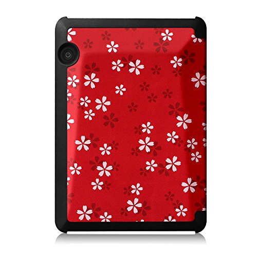 Kindle Voyage Hülle Case – Fintie [Yamato Brise Serie] Ultra Slim Lightweight Schutzhülle Tasche Cover mit Auto Schlaf / Wach Funktion Standfunktion nur geeignet für Kindle Voyage, Fleur rouge - 5