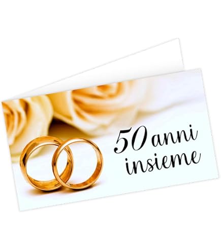 Bigliettini 50° Anniversario Matrimonio (Nozze D'Oro) - Set Da 20, 50 O 100 Pezzi Neutri