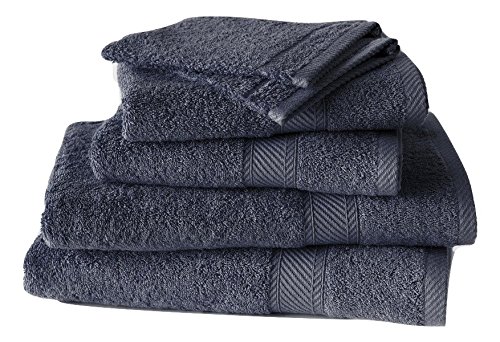 De Witte Lietaer 199815 Set de 2 Gants + 2 Serviettes 50 x 100 cm + 2 Draps de Douche 70 x 140 cm Coton Gris Foncé
