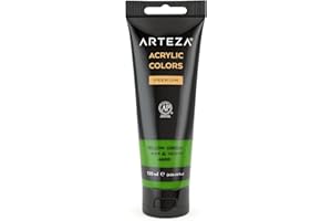 ARTEZA Acrylic Paint, Yellow Green, 120 ml Pouch, Rich Pigment, Non-Fading, Non-Toxic Paint for Artists & Hobby Painters, Art Supplies for Canvas Painting