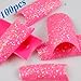 TOOGOO(R) 100 Pcs Glitter Nail Tips Stunning Glitter Super Pink Acrylic French False Nail Art Tips