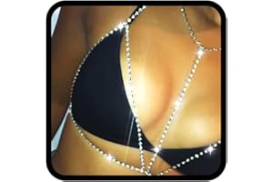 Flovel Sparkly Rhinestone Body Chain Silver Layered Chest Chains Crystal Rave Bikini Harness Body Chains Jewellery for Women and Girls