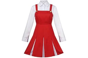 Jilijia My Hero Academia Eri Cosplay Costume Red Dress JK School Uniform Outfits with White Shirt Halloween Party Dress for Women Girls Adult