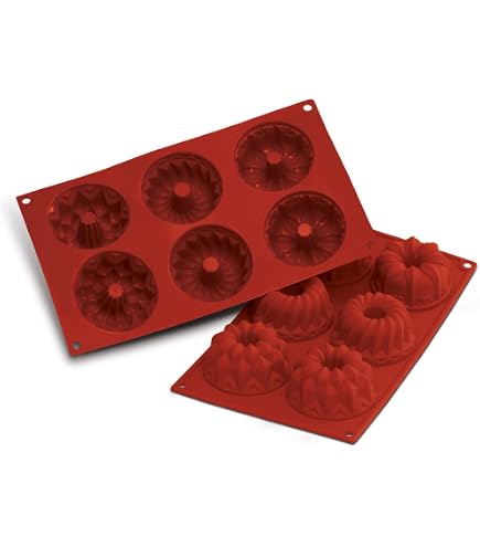 Moule Silicone Charlotte Silikomart SF154 - 8 Cavités, Volume Total 816 Ml, Rouge Brique - Pour Four, Congélo, Lave-vaisselle - 8