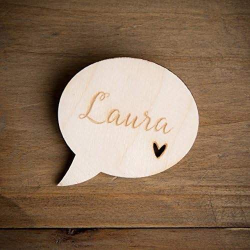 Personalised valentines Wooden Speech Bubble Brooch