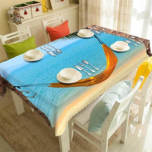 3D Tablecloth Beach hammock Visual space Digital printing Dust-proof Environmental tasteless Table Top Cover Wedding Party Kitchen Decorative , d