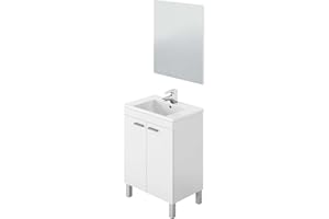 ARKITMOBEL Habitdesign Mueble de Baño con 2 Puertas y Espejo, Modulo Baño, Modelo LC1, Acabado en Blanco Brillo, Medidas: 60 cm (Ancho) x 80 cm (Alto) x 45 cm (Fondo)