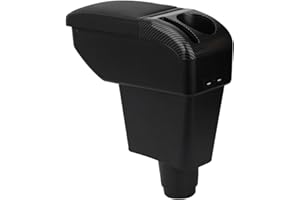 ZENVI Reposabrazos Compatible with Renault Dacia Sandero Apoyabrazos 2012-2019 Centro Consola Organizador Caja Doble Espacio Almacenamiento Utilizable Para Soporte Codo（Estilo Negro）