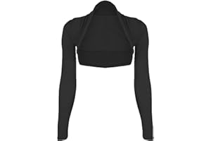 WearAll Womens Plus Size Plain Long Sleeve Cropped Ladies Shrug Bolero Cardigan Top