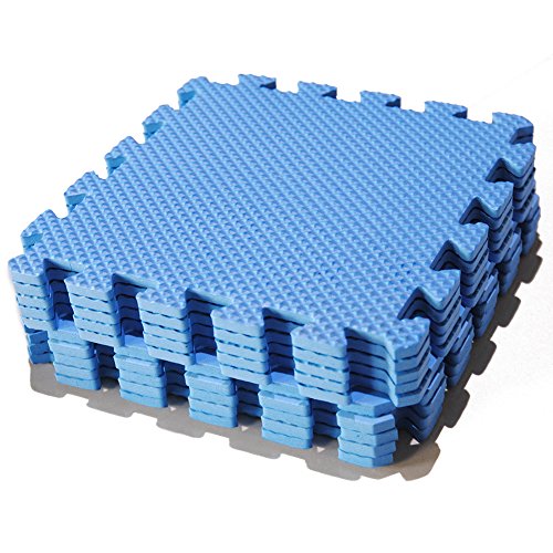 Saint-Acior 9 Piece Interlocking Soft Kids Baby EVA Foam Activity Play Mat Floor Tiles Color Blue