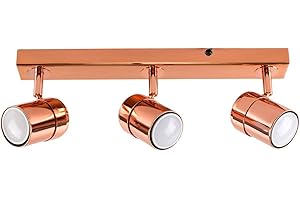 MiniSun | Modern 3 Way Copper Effect Straight Bar Ceiling Spotlight - Complete with 5w LED GU10 Bulbs 3000K [Warm White] | Ceiling Lights & Home Improvements Essential