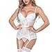 Produktbild ABsoar Lingeries Versuchung Dessous Unterwäsche Bodysuit Sexy Dessous Bustier Korsett Sexy Gürtel Taille Cincher Bodydoll Weiß Dessous Spitze Unterwäsche
