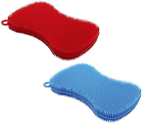 Kuhn Rikon bleiben sauber Scrubber, Silikon, rot / blau, 2er-Set