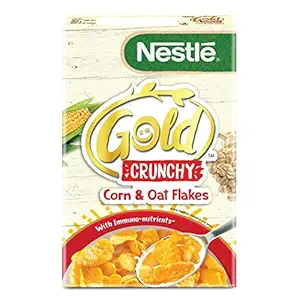 NESTLE GOLD Crunchy Oat and Corn Flakes, Breakfast Cereal - 475g | With Immuno-Nutrients & The Goodness of Whole Grains