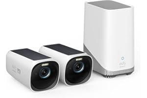 eufy Security eufyCam S330(eufyCam 3), Surveillance WiFi Extérieure sans Fil, Résolution 4K, Panneau Solaire Intégré, Vision Nocturne Couleur, Pas de Frais Mensuels, Nécessite HomeBase 3, Kit 2+1