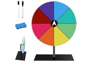 Vmxlso 20cm Rueda de la Fortuna, Ruleta de La Suerte para Girar, con Goma de Borrar y Rotulador, 8 Ranuras Rueda de Premio Personalizables, Juego de Rueda de Ruleta para Carnaval y Feria Comercia