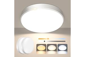OOWOLF Led Flush Ceiling Light - 2Pack 24W 9 Inch Metal Base 3000K/4000K/5000K Waterproof IP44 Bathroom Ceiling Light Fitting for Bedroom, Kitchen, Hallway, Living Room, Toilet, Shower (White, 2Pack)