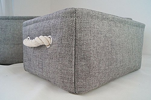 Starsglowing Wäschekorb Aufbewahrungskorb mit Griff Schrank Organizer Aufbewahrungsbox für Kleidung Handtücher Bettwäsche (Large, Grau) - 4
