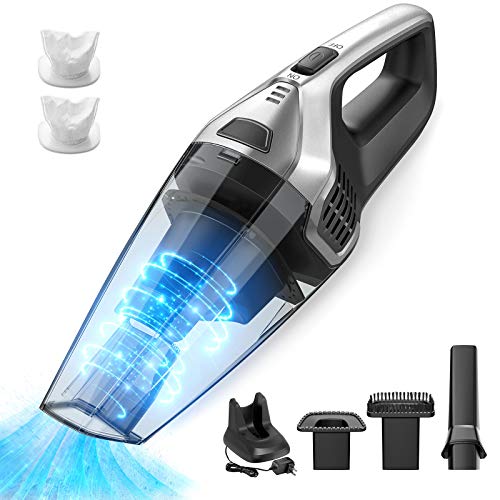 Holife Aspirateur à Main Portatif sans Fil Puissant Rechargeable Aspiration Cyclonique, Nettoyage Humide & Sec avec 2 Filtres lavables pour maison, Voiture, Table, Bureau, Canapé