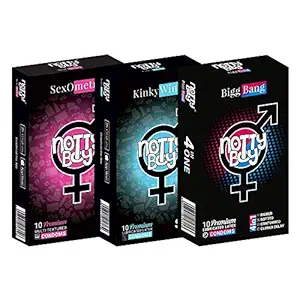 NOTTY BOY Ribbed, Dotted, Extra Thin, Prolong and Pleasure Shape Condoms - (3x10s)