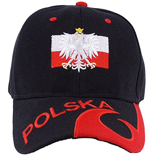 Fußball Nationalmannschaft Schirmmütze für WM und EM Verschiedene Nationen (Polen Schwarz)