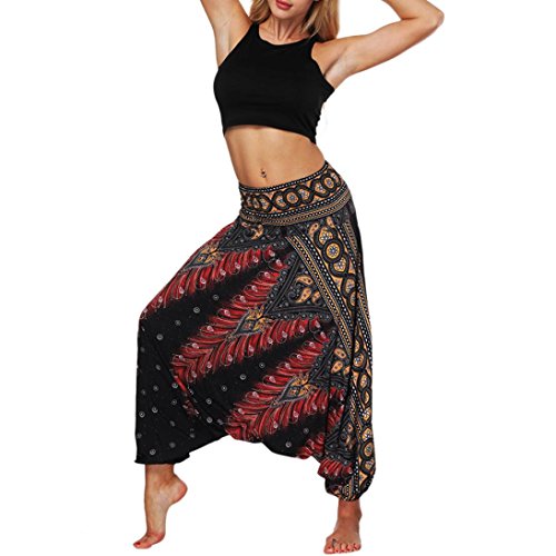 Yoga Pantalons, Xinantime Femme Pantalons Femme Taille éLastiquéE Pantalons Sport Femme Occasionnels Été LâChes Pantalons De Yoga Baggy Boho Aladdin Jumpsuit Harem Pants