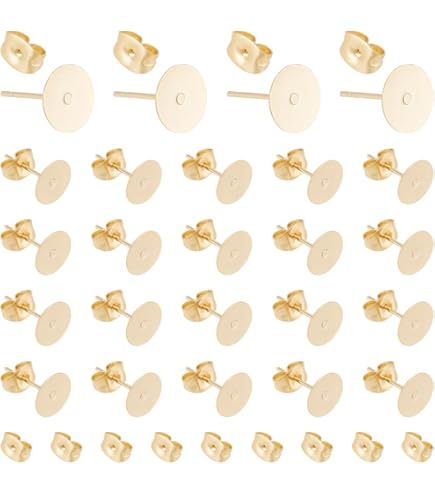 My-Bead 5 Paia Orecchini A Perno Con Piatto In Argento 925 14mm - Senza Nichel, Per Creazione Gioielli DIY - Fatti In Europa