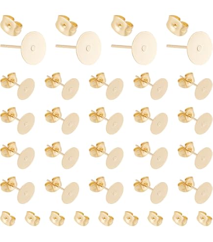 My-Bead 5 Paia Orecchini A Perno Con Piatto In Argento 925 14mm - Senza Nichel, Per Creazione Gioielli DIY - Fatti In Europa