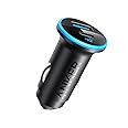 Anker 323 Car Charger 52.5W with PowerIQ 3.0 Ultra-Compact Dual-Port USB-C Fast Charing, Charge 2 devices simultaneously, compatibility with iPhone, iPad, Airpods, Samsung Galaxy Series and More-Black