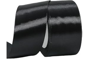 YAYAFUNFUN Large ruban de satin noir de 75 mm d'épaisseur pour emballage cadeau, travaux manuels, fête d'Halloween, Noël, voiture de mariage, nœuds pour cheveux, bouquets, décoration de gâteaux - 75 mm