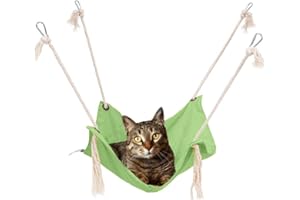 YITEXIN Breathable Pet Cage Hammock - Cat Hanging Bed with Metal Carabiners and Tassels, Suitable for Kittens, Rabbits, Small Dogs (Green)