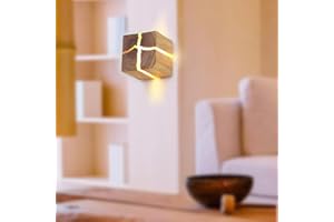 A.1.Coo Wooden Wall Lights Wood LED Wall Sconces Lamp Modern and Brief Dining Room Living Room Hotel Corridor Lamps Lighting Nordic Creativity G4 Cube Lighting Decorative