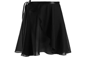 Alvivi Jupe de Ballet Danse Portefeuille en Mousseline pour Enfants Femme avec Ceinture Cravate Fille Jupe Danse Classique Taille Élastique