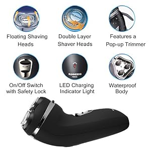 RunWe Electric Shaver for Men Premium Cordless Razor with Pop up Trimmer Wet and Dry Use - Image 3