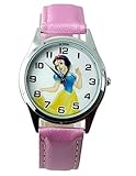 taport® Disney Princess Schnee weiß Quarzuhr pink Leder Band + Gratis Ersatz Batterie + Gratis Geschenkverpackung