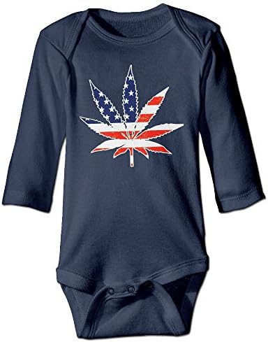 Boys & Girls American Flag Pot Leaf Adult Infant Cotton Personalized Baby Onesies - Black -